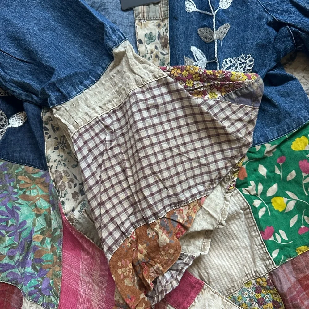 NWT- Young Threads  Patchwork Kimono Jacket - Multicolor - Picture 6 of 7